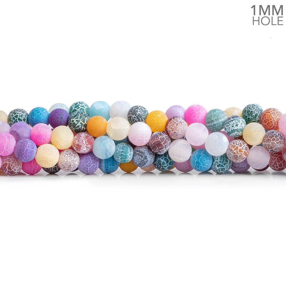 6mm Multicolor Crackled Agate Plain Round Beads 14 inch 65 pieces - The Bead Traders