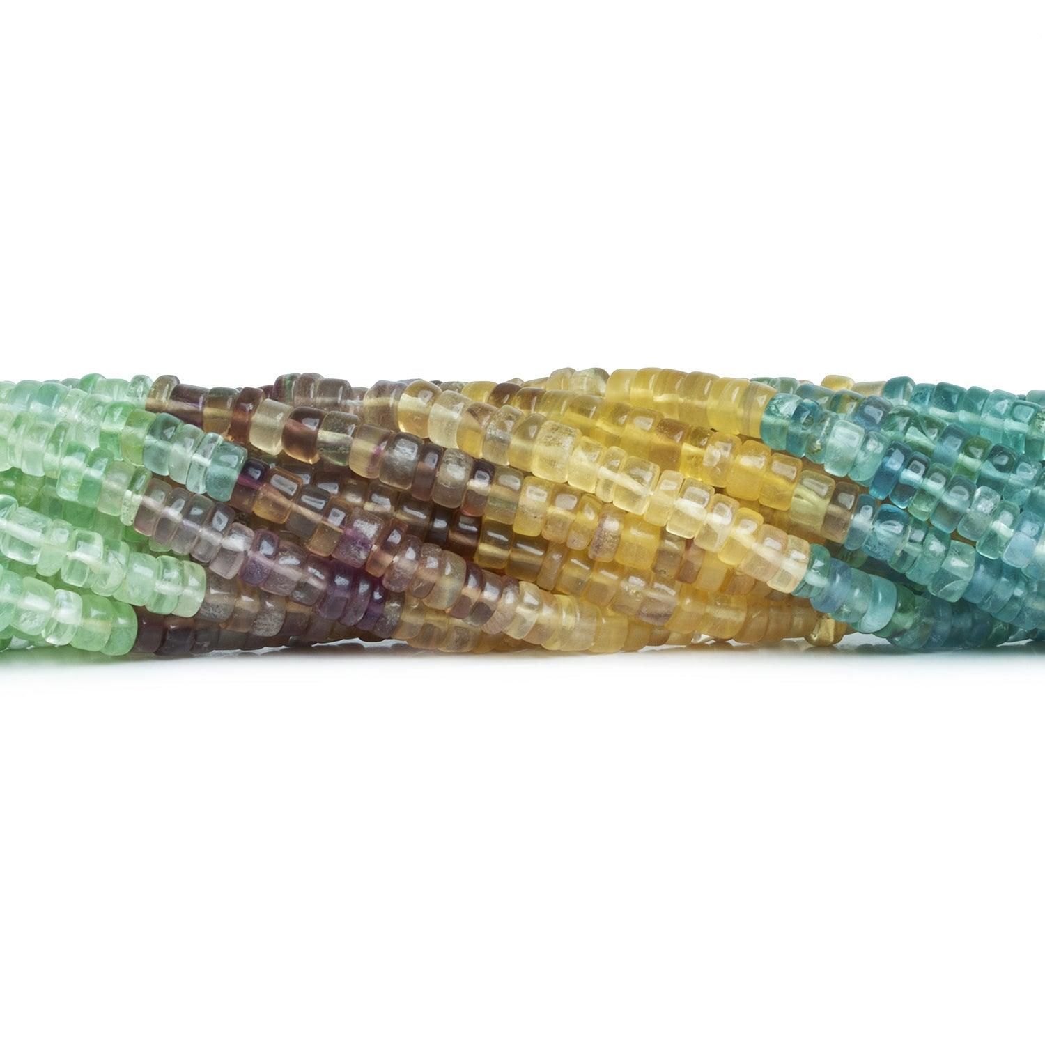 6mm Multicolor Fluorite Plain Heishis 12 inch 125 beads - The Bead Traders