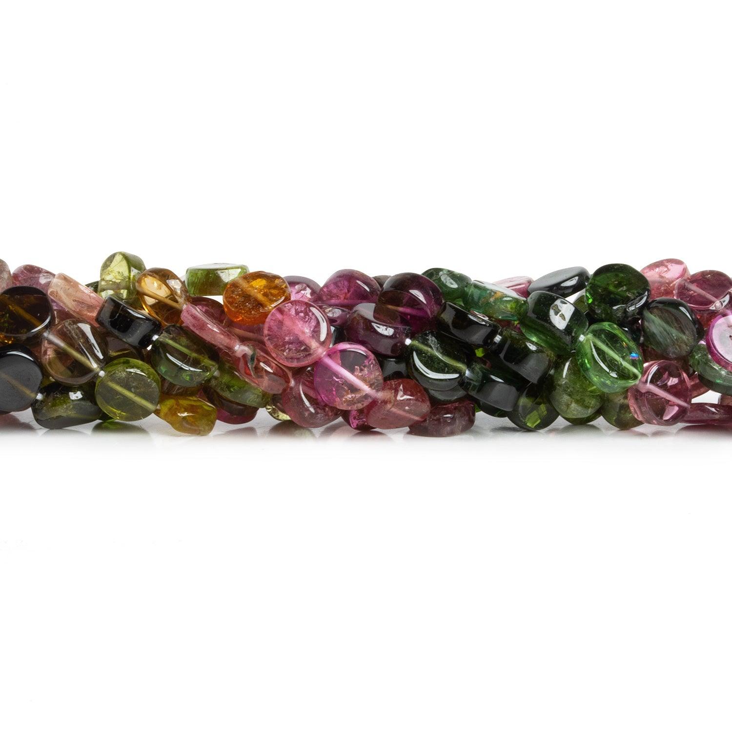 6mm Multicolor Tourmaline Plain Coins 16 inch 70 beads