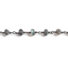 6mm Mystic Labradorite faceted rondelle Black Gold plated Chain by the foot 26pcs - The Bead Traders