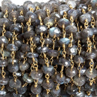 6mm Mystic Labradorite faceted rondelle Gold Chain by the foot 35 pcs - The Bead Traders