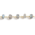 6mm Mystic Labradorite faceted rondelle Gold plated Chain by the foot 21 pieces - The Bead Traders
