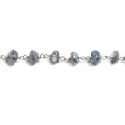 6mm Mystic Labradorite faceted rondelle Silver Chain by the foot 35 pcs - The Bead Traders