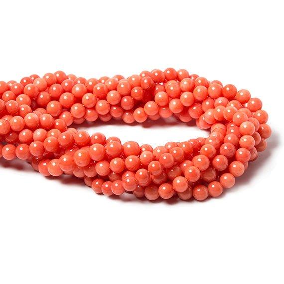 6mm Orange Coral plain round beads 15 inch 60 pieces - The Bead Traders