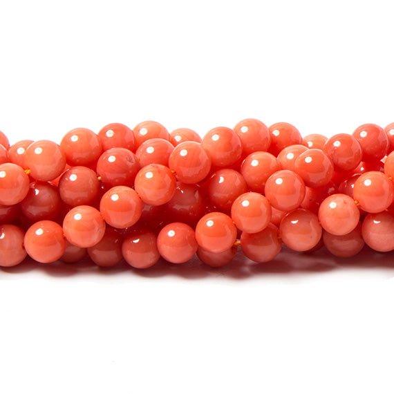 6mm Orange Coral plain round beads 15 inch 60 pieces - The Bead Traders