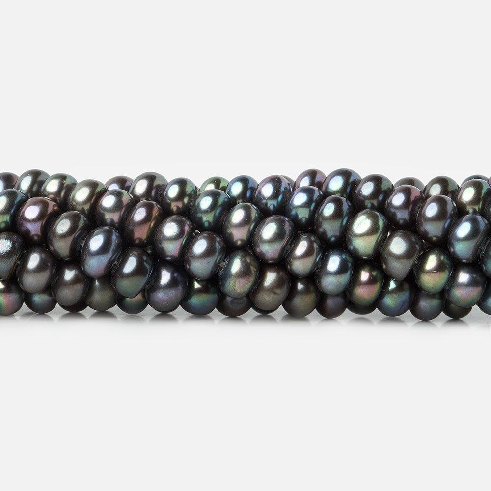 6mm Peacock Center Drilled Button Freshwater Pearl 15.5 inch 90 pieces - The Bead Traders