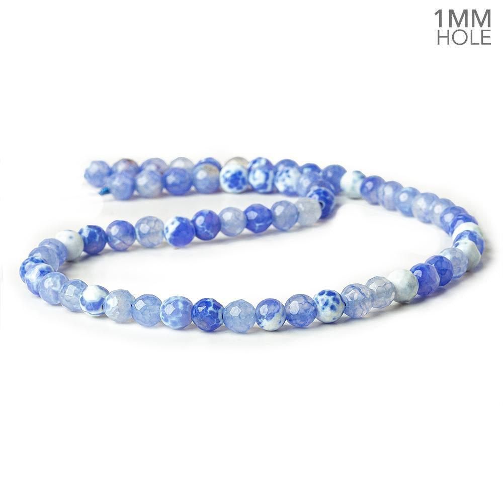 6mm Periwinkle Blue Crackled Agate faceted rounds 15 inch 62 beads - The Bead Traders