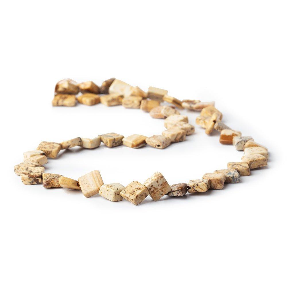 6mm Picture Jasper Corner Drilled Square Beads, 14 inch - The Bead Traders