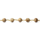 6mm Picture Jasper faceted round Gold Chain by the foot 28 pieces - The Bead Traders