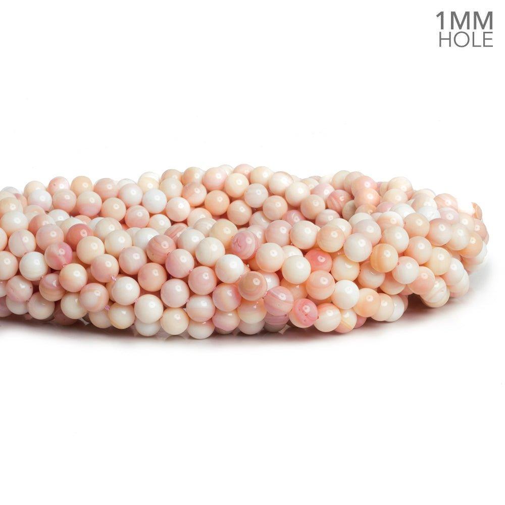 6mm Pink Conch Shell Plain Round Beads 16 inch 65 pieces - The Bead Traders