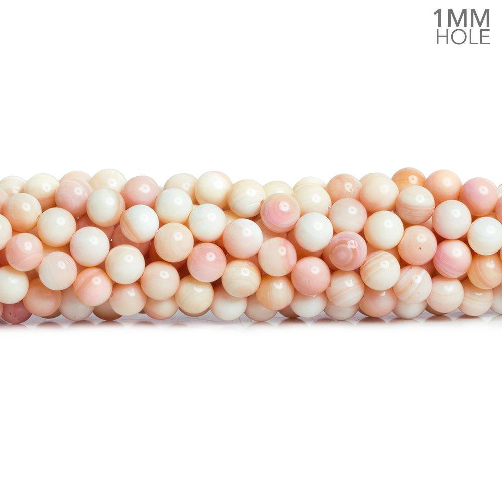 6mm Pink Conch Shell Plain Round Beads 16 inch 65 pieces - The Bead Traders