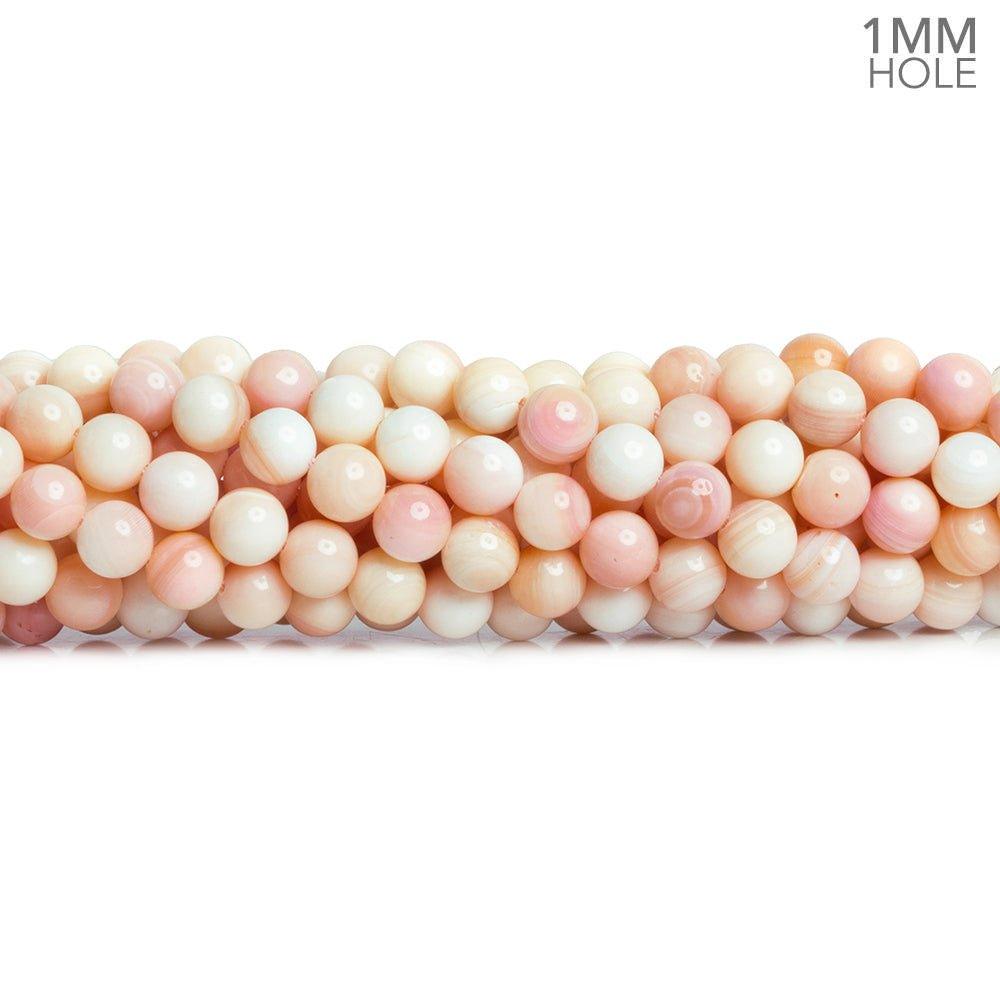 6mm Pink Conch Shell Plain Round Beads 16 inch 65 pieces - The Bead Traders