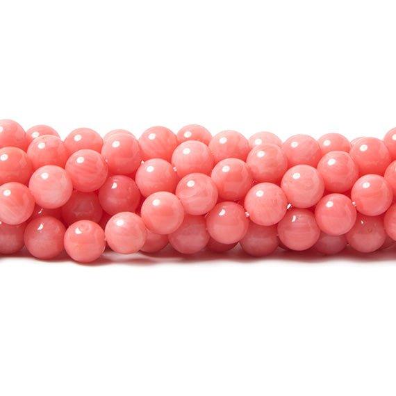 6mm Pink Coral plain round beads 15 inch 60 pieces - The Bead Traders