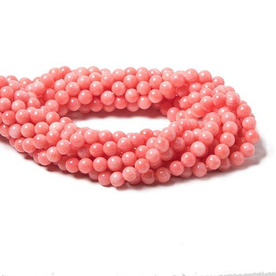 6mm Pink Coral plain round beads 15 inch 60 pieces - The Bead Traders