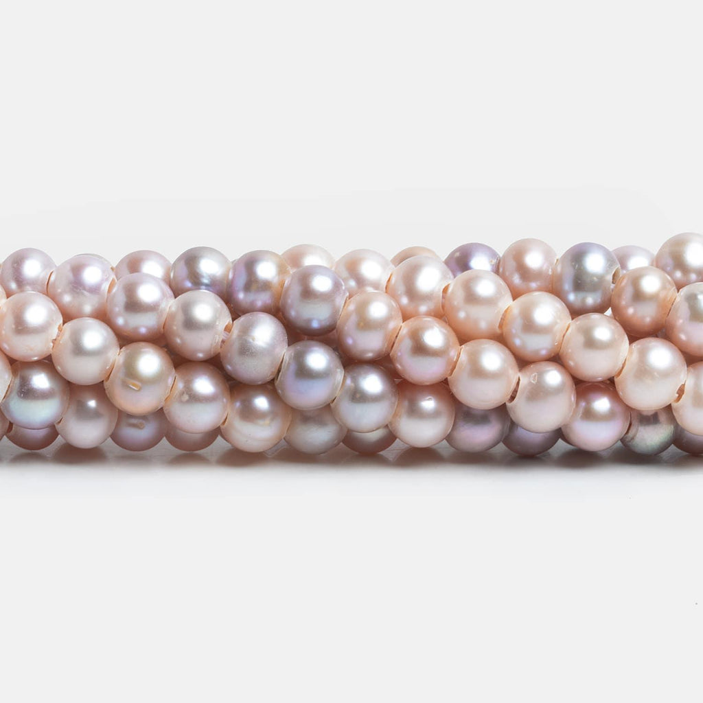 6mm Pink Ice Large Hole Off Round Pearls 15 inch 70 pieces - The Bead Traders