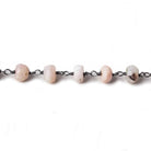 6mm Pink Peru Opal faceted rondelle Black Gold Chain by the foot 30 pcs - The Bead Traders