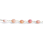 6mm Pink Peruvian Opal Coins Silver Chain 25 beads - The Bead Traders