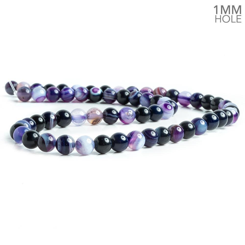 6mm Purple Banded Agate Plain Round Beads 15 inch 68 pieces - The Bead Traders