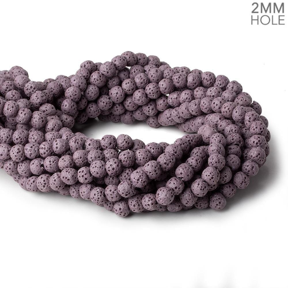 6mm Purple Lava Rock plain rounds 16 inch 64 beads - The Bead Traders