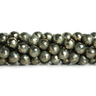 6mm Pyrite Faceted Round Beads 8 inch 33 pieces - The Bead Traders