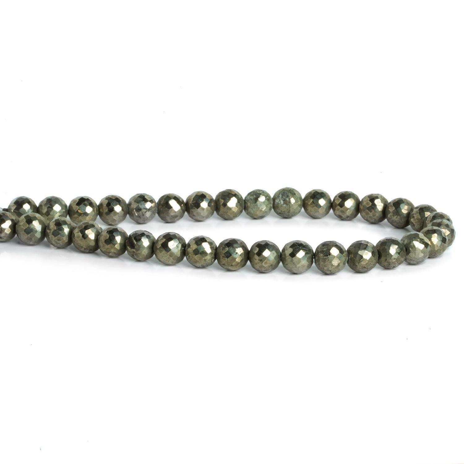 6mm Pyrite Faceted Round Beads 8 inch 33 pieces - The Bead Traders