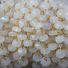 6mm Rainbow Moonstone faceted rondelle Gold plated Chain by the foot - The Bead Traders