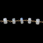 6mm Rainbow Moonstone faceted rondelle Gold plated Chain by the foot - The Bead Traders