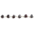 6mm Red Garnet faceted rondelle .925 Sterling Silver Chain by the foot 34 pcs - The Bead Traders