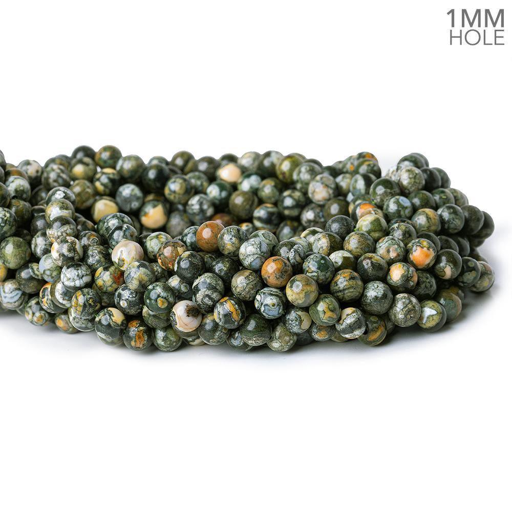 6mm Rhyolite Plain Round 1mm drill hole beads 15.5 inch 66 pieces - The Bead Traders
