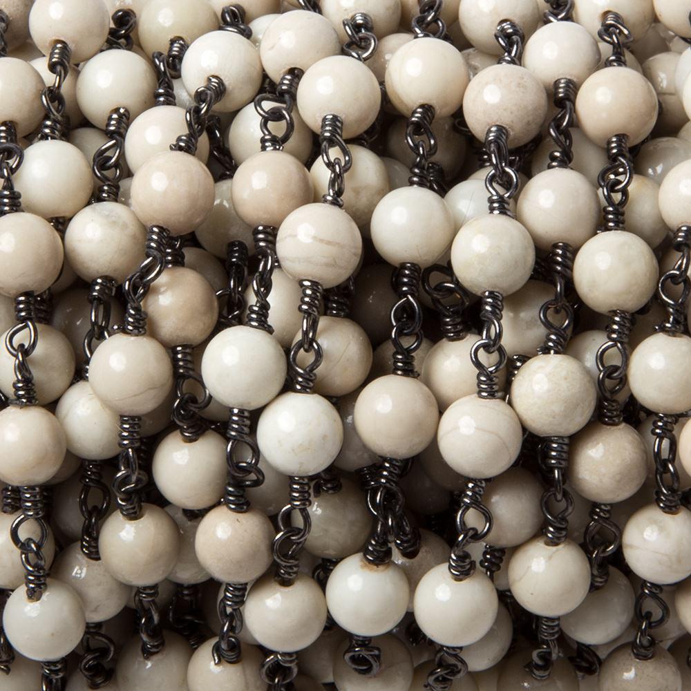 6mm River Stone plain round Black Gold Chain by the foot 24 pieces - The Bead Traders