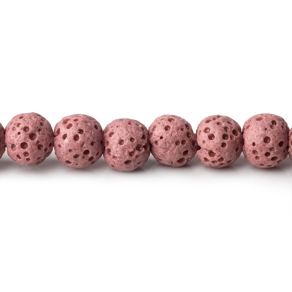 6mm Rose Pink Lava Rock plain rounds 16 inch 64 beads - The Bead Traders