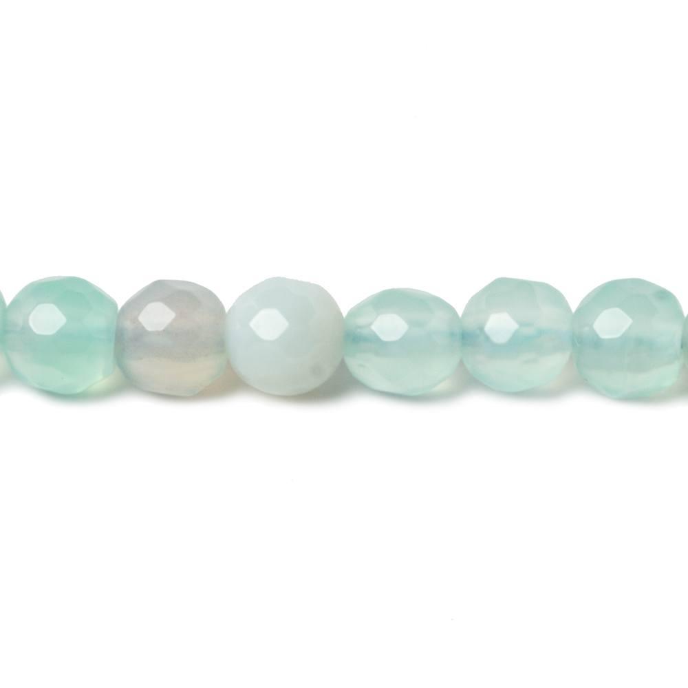 6mm Seafoam Green Banded Agate faceted rounds 14.5 inch 60 beads - The Bead Traders