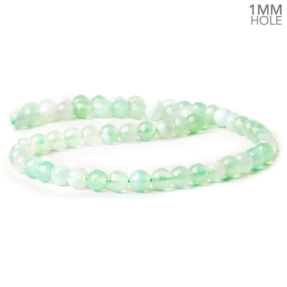 6mm Serene Green Agate faceted rounds 15 inch 62 beads - The Bead Traders