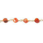 6mm Shaded Carnelian plain coin Gold Chain by the foot 25 pcs - The Bead Traders