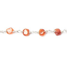 6mm Shaded Carnelian plain coin Silver Chain by the foot 25 pcs - The Bead Traders
