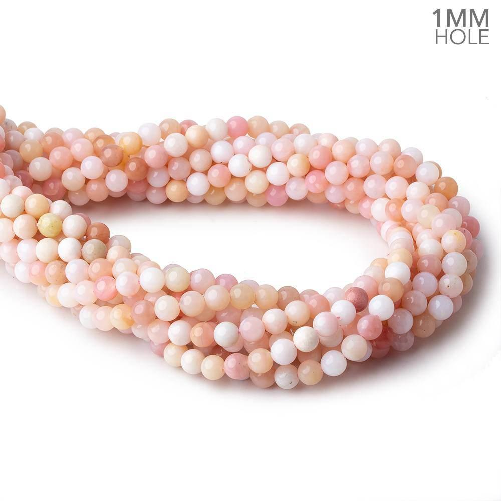 6mm Shaded Pink Peruvian Opal plain round large hole beads 16 inch 68pcs - The Bead Traders
