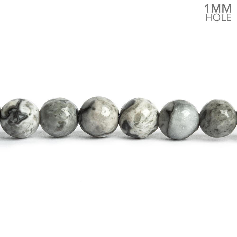 6mm Silver Leaf Jasper Faceted Round Beads 15 inch 60 pieces - The Bead Traders