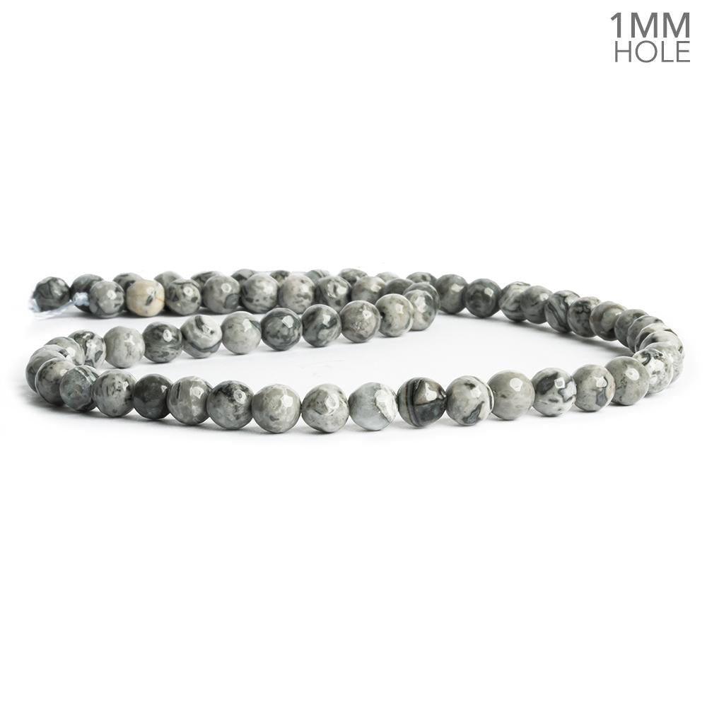 6mm Silver Leaf Jasper Faceted Round Beads 15 inch 60 pieces - The Bead Traders