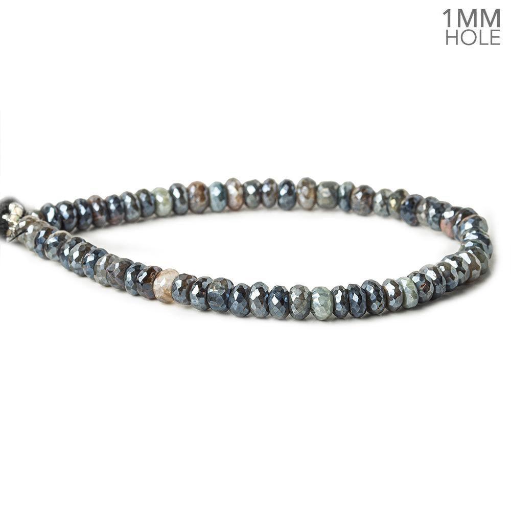 6mm Silver Metallic Multi Quartz faceted rondelles 7.5 inch 52 - The Bead Traders