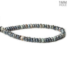 6mm Silver Metallic Multi Quartz faceted rondelles 7.5 inch 52 - The Bead Traders