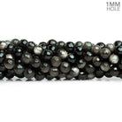 6mm Silver Obsidian Faceted Round Beads 15 inch 60 pieces - The Bead Traders
