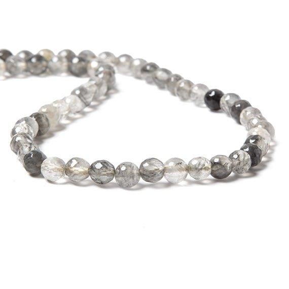 6mm Silver Quartz faceted round beads 15 inch 61 pieces - The Bead Traders