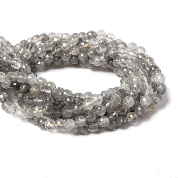 6mm Silver Quartz faceted round beads 15 inch 61 pieces - The Bead Traders