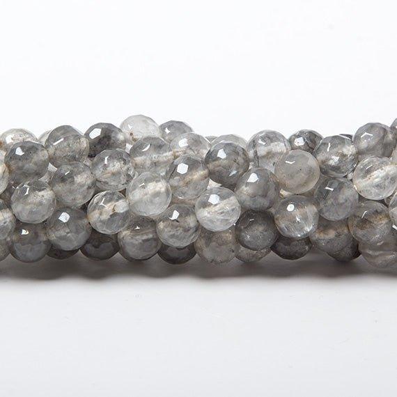 6mm Silver Quartz faceted round beads 15 inch 61 pieces - The Bead Traders