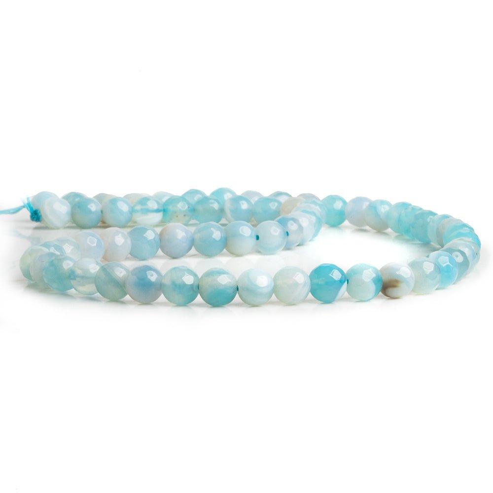 6mm Sky Blue Agate Faceted Round Beads 14 inch 60 pieces - The Bead Traders