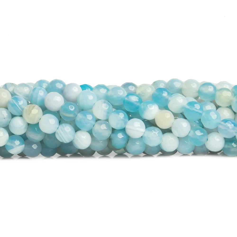 6mm Sky Blue Agate Faceted Round Beads 14 inch 60 pieces - The Bead Traders