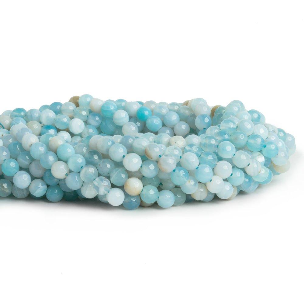 6mm Sky Blue Agate Faceted Round Beads 14 inch 60 pieces - The Bead Traders