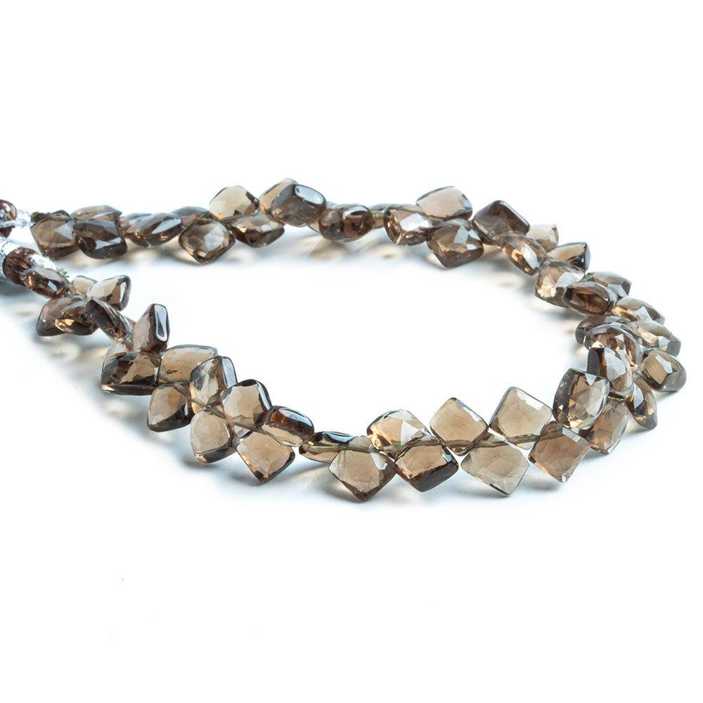 6mm Smoky Quartz Faceted Cushion Beads 8 inch 55pcs - The Bead Traders