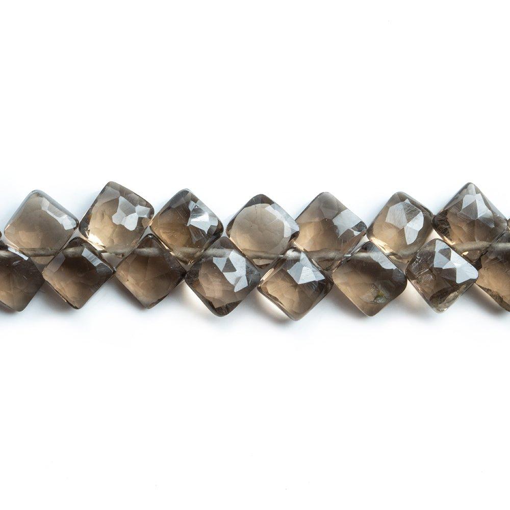 6mm Smoky Quartz Faceted Cushion Beads 8 inch 55pcs - The Bead Traders