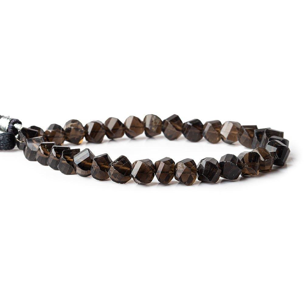 6mm Smoky Quartz Faceted Twist Beads, 8 inch - The Bead Traders